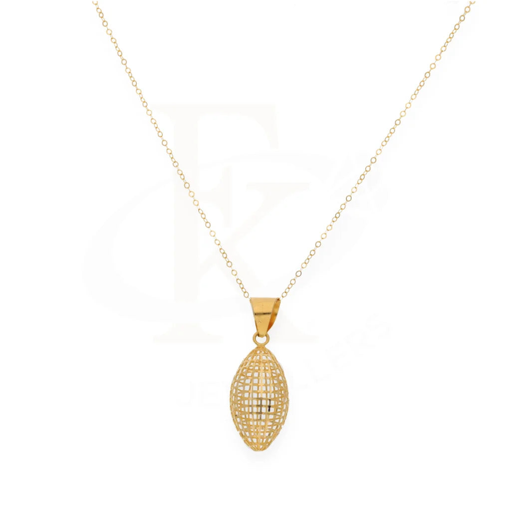 Gold Necklace (Chain With Striking Floral Mesh Pendant) 21Kt - Fkjnkl21K7939 Necklaces