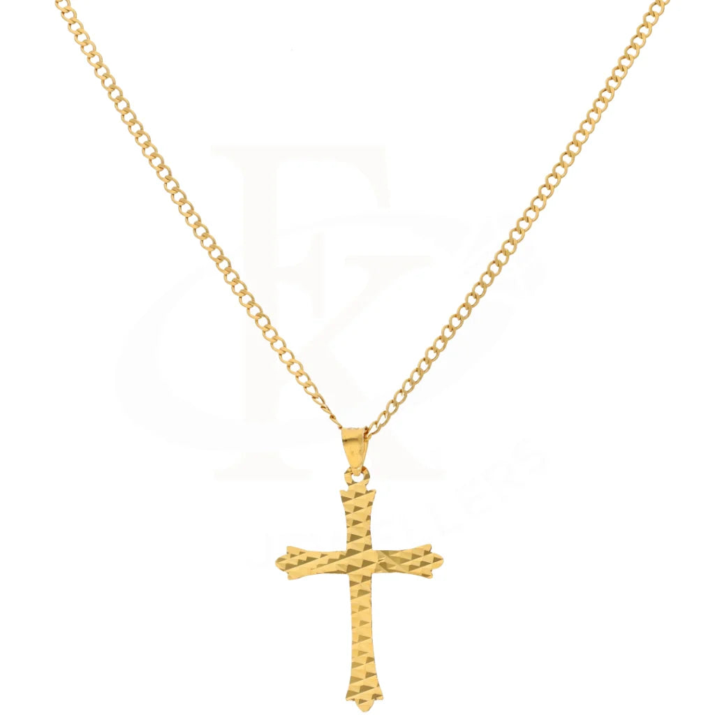 Gold Necklace (Chain With Stud Cross Shaped Pendant) 21Kt - Fkjnkl21Km8544 Necklaces