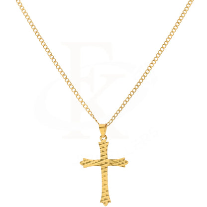 Gold Necklace (Chain With Stud Cross Shaped Pendant) 21Kt - Fkjnkl21Km8544 Necklaces