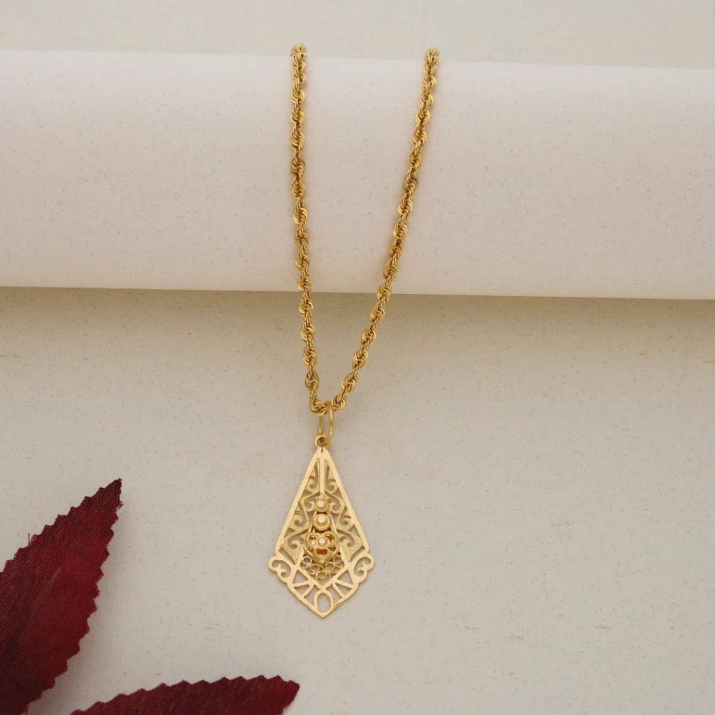 Gold Necklace (Chain With Pendant) 21Kt- Fkjnkl21K7684 Necklaces