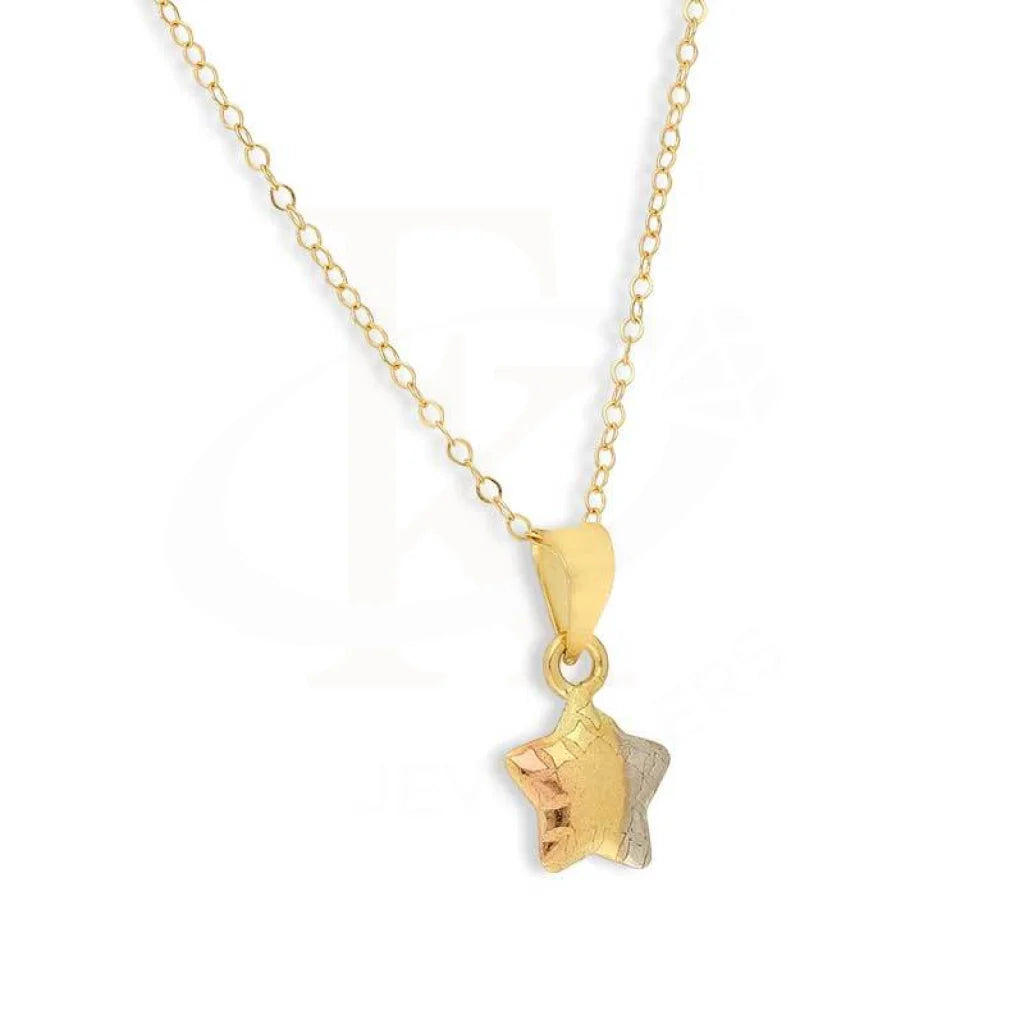 Gold Necklace (Chain With Tri Tone Star Pendant) 18Kt - Fkjnkl18K2842 Necklaces