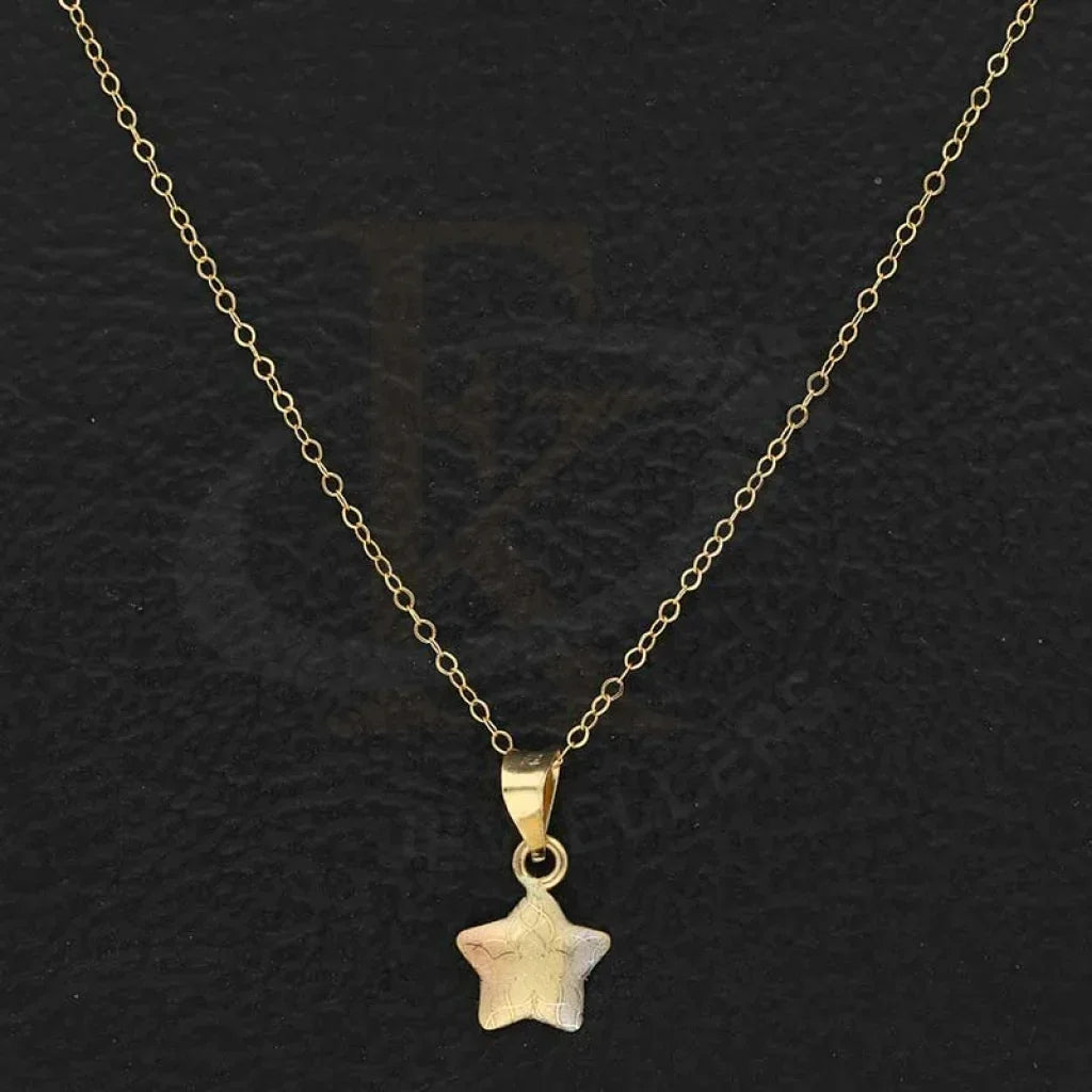 Gold Necklace (Chain With Tri Tone Star Pendant) 18Kt - Fkjnkl18K8681 Necklaces