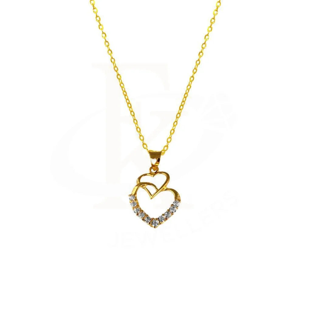 Gold Necklace (Chain With Twin Heart Pendant) 18Kt - Fkjnkl1715 Necklaces