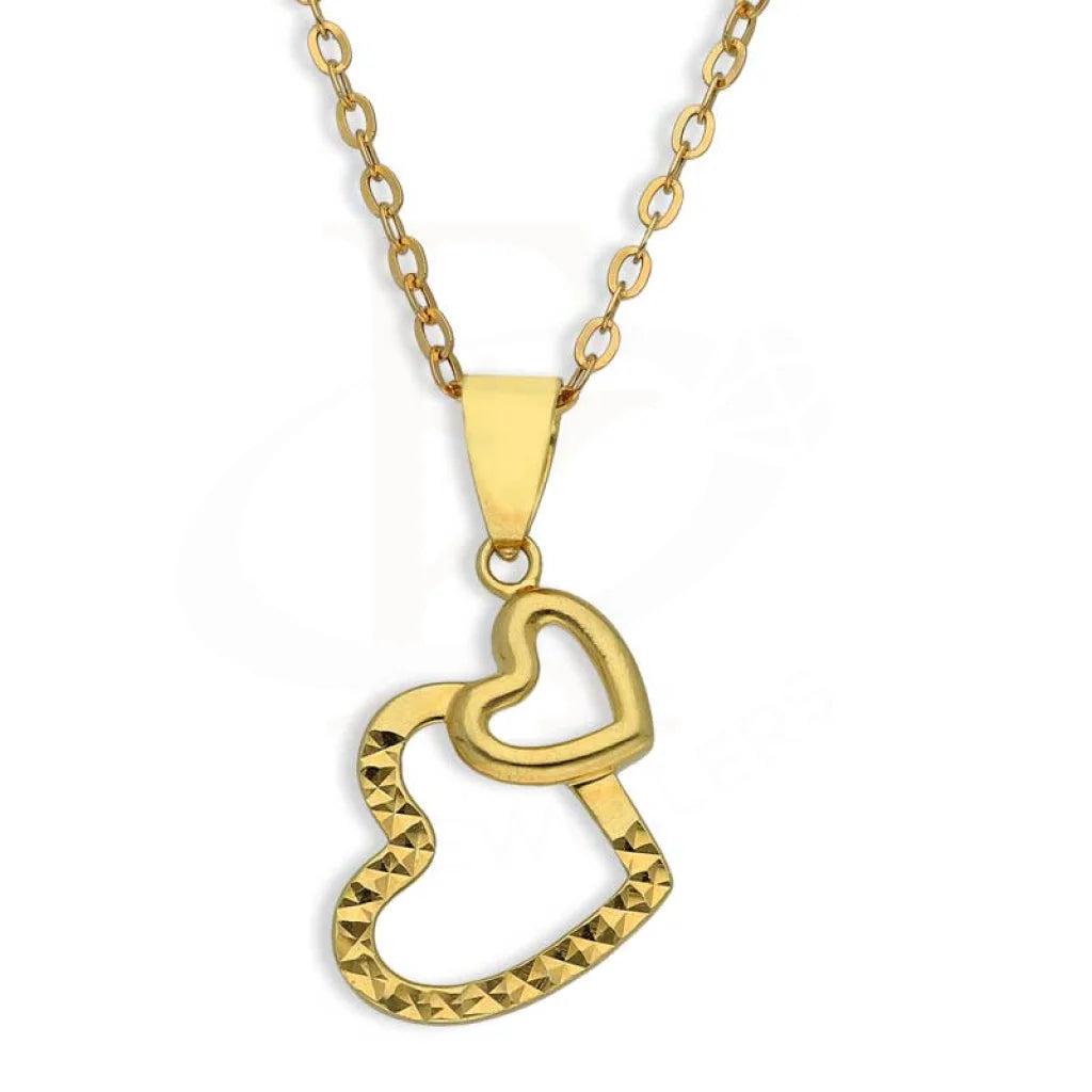 Gold Necklace (Chain With Twin Hearts Pendant) 18Kt - Fkjnkl18K2833 Necklaces