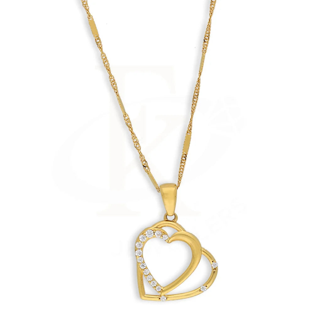Gold Necklace (Chain With Twin Hearts Pendant) 22Kt - Fkjnkl22K5615 Necklaces