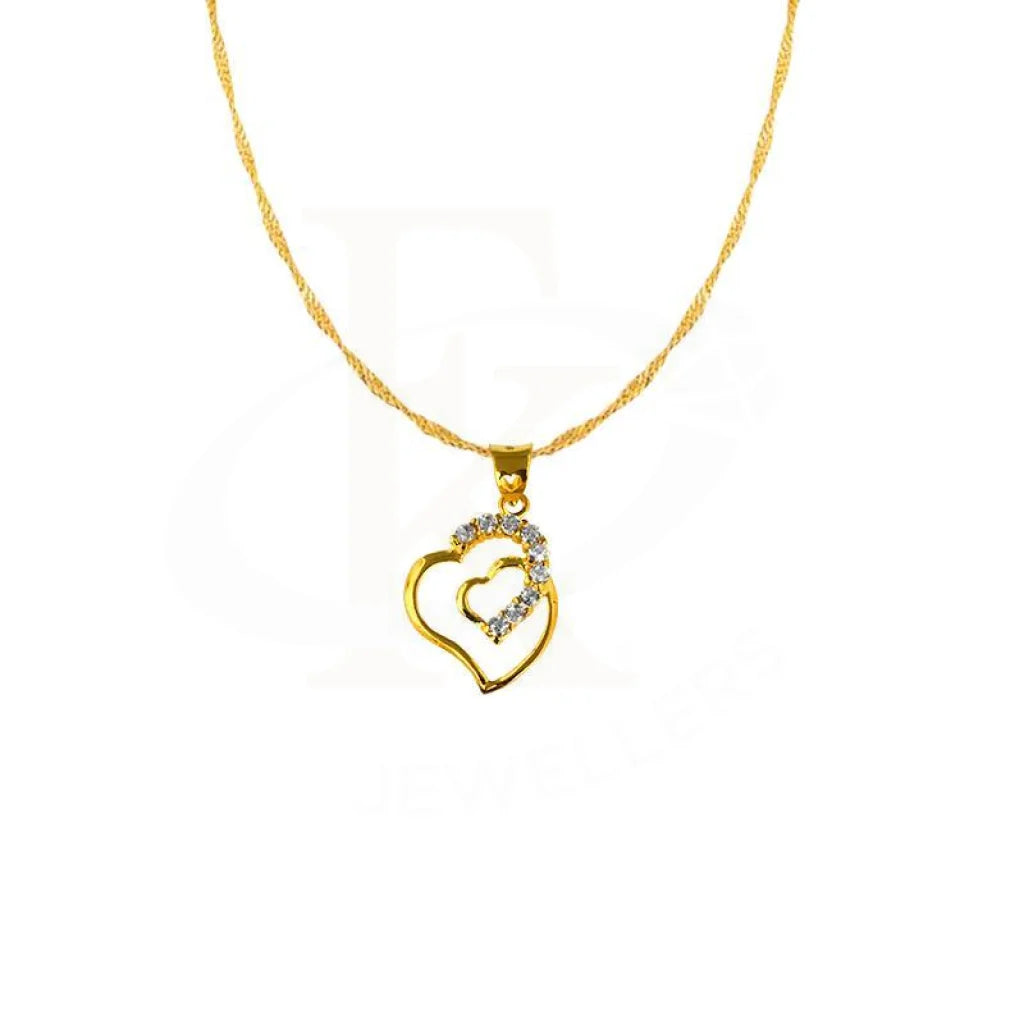 Gold Necklace (Chain With Twisted Heart Pendant) 18Kt - Fkjnkl1690 Necklaces