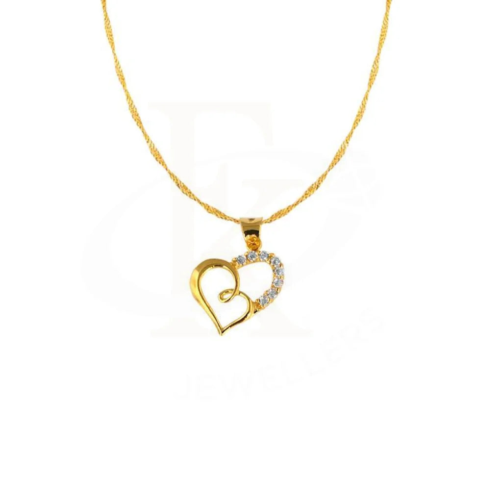 Gold Necklace (Chain With Twisted Heart Pendant) 18Kt - Fkjnkl1691 Necklaces