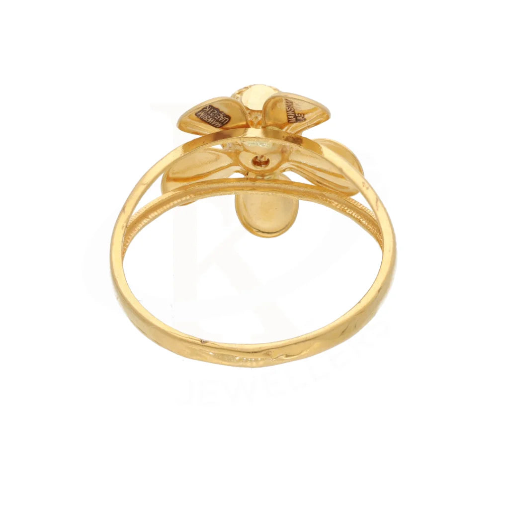 Gold Open Flower Ring 21Kt - Fkjrn21Km8503 Rings
