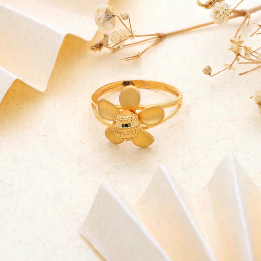 Gold Open Flower Ring 21Kt - Fkjrn21Km8503 Rings