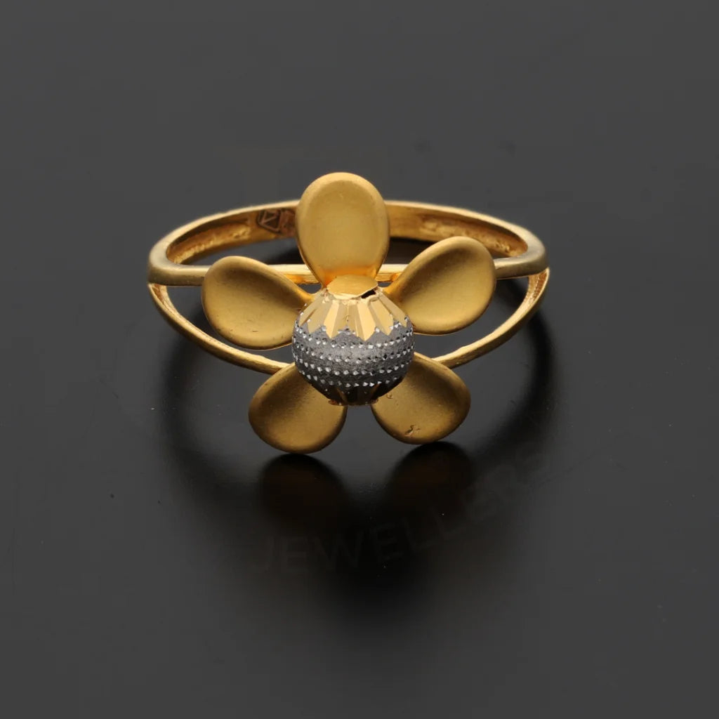 Gold Open Flower Ring 21Kt - Fkjrn21Km8508 Rings