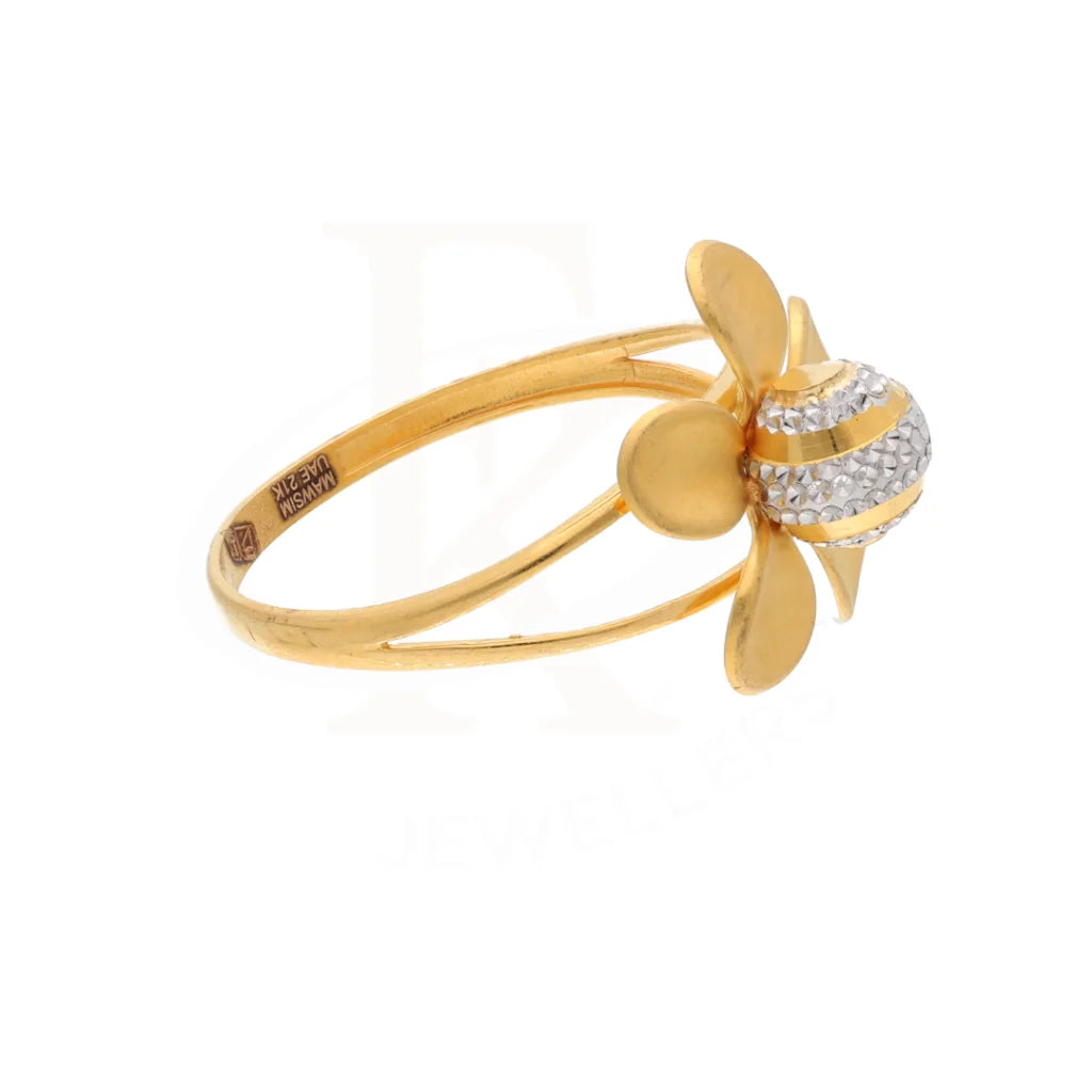 Gold Open Flower Ring 21Kt - Fkjrn21Km8509 Rings