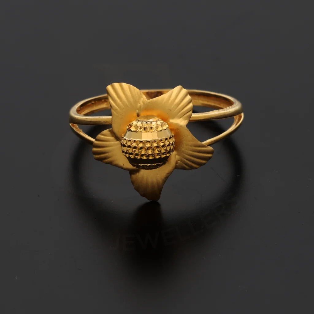 Gold Open Star Flower Ring 21Kt - Fkjrn21Km8505 Rings