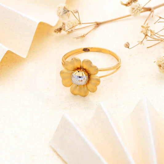 Gold Open Sun Flower Ring 21Kt - Fkjrn21Km8507 Rings