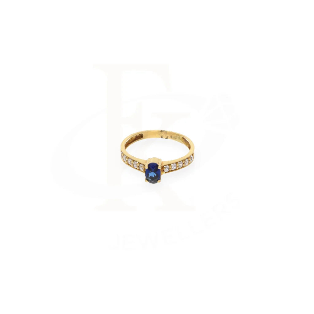 Solitaire Oval Blue Gold Ring 18Kt - Fkjrn18K7895 Rings