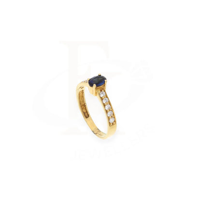 Solitaire Oval Blue Gold Ring 18Kt - Fkjrn18K7895 Rings