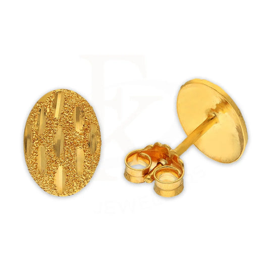 Gold Oval Shaped Stud Earrings 22Kt - Fkjern22K3125