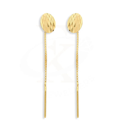 Gold Oval Tic-Tac Drop Earrings 22Kt - Fkjern22K5078