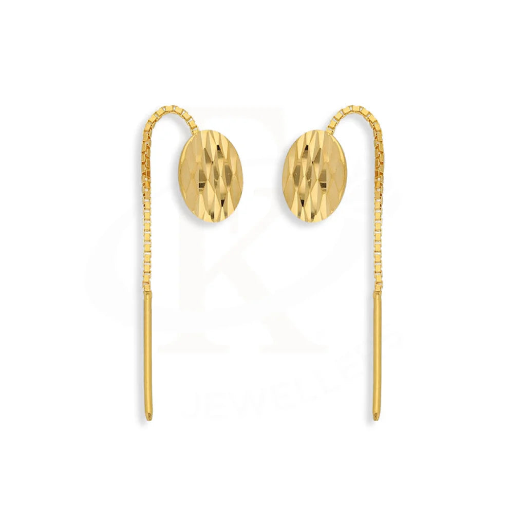 Gold Oval Tic-Tac Drop Earrings 22Kt - Fkjern22K5092