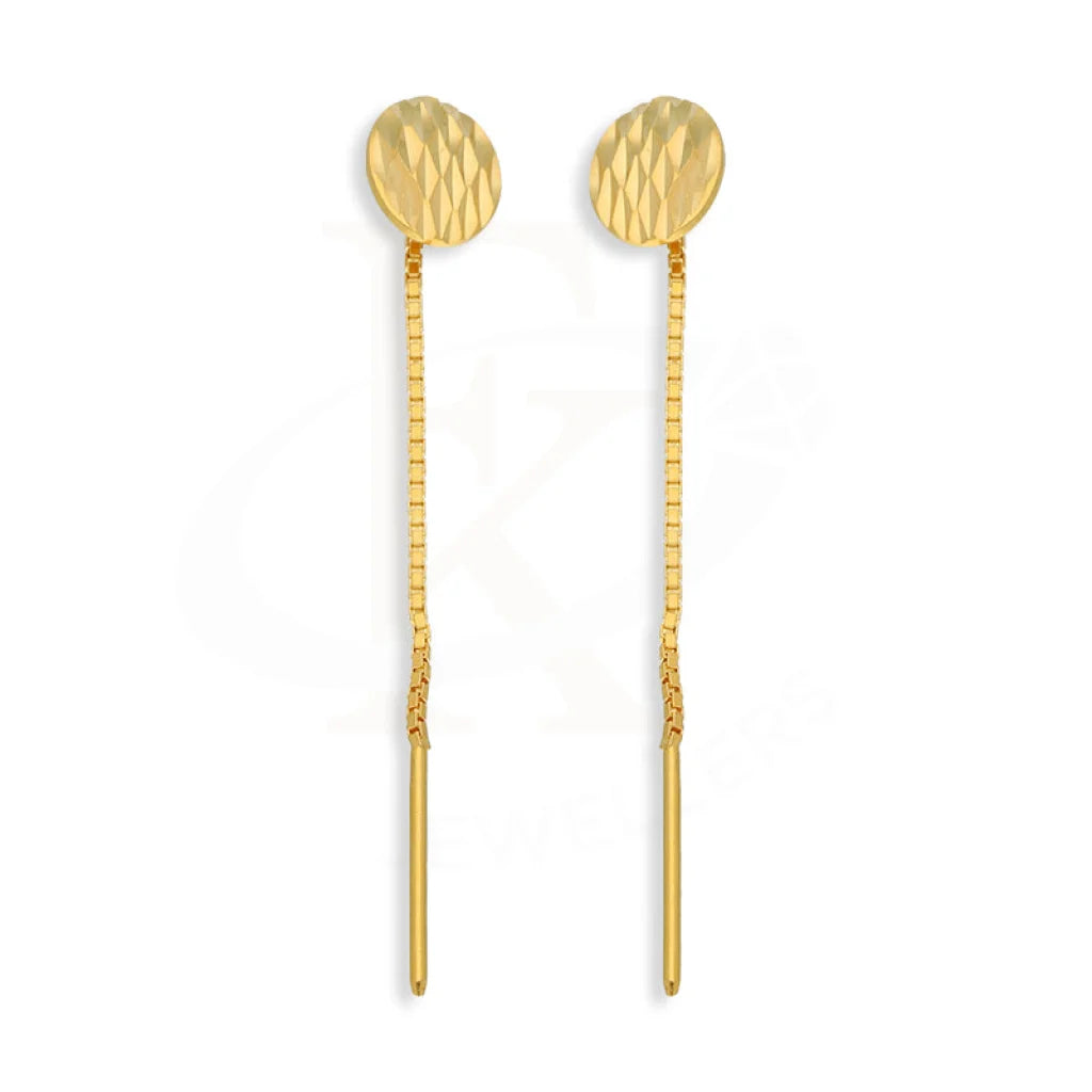 Gold Oval Tic-Tac Drop Earrings 22Kt - Fkjern22K5092