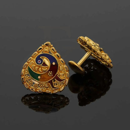 Gold Duck Stud Earrings 22Kt - Fkjern22K2998