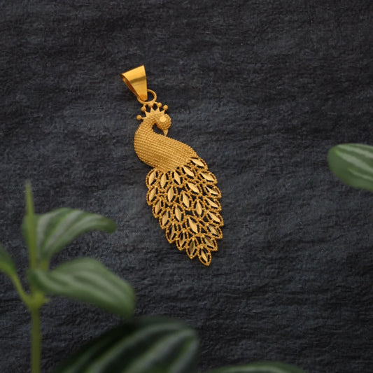 Gold Peacock Style Pendant 21Kt - Fkjpnd21Km8515 Pendants