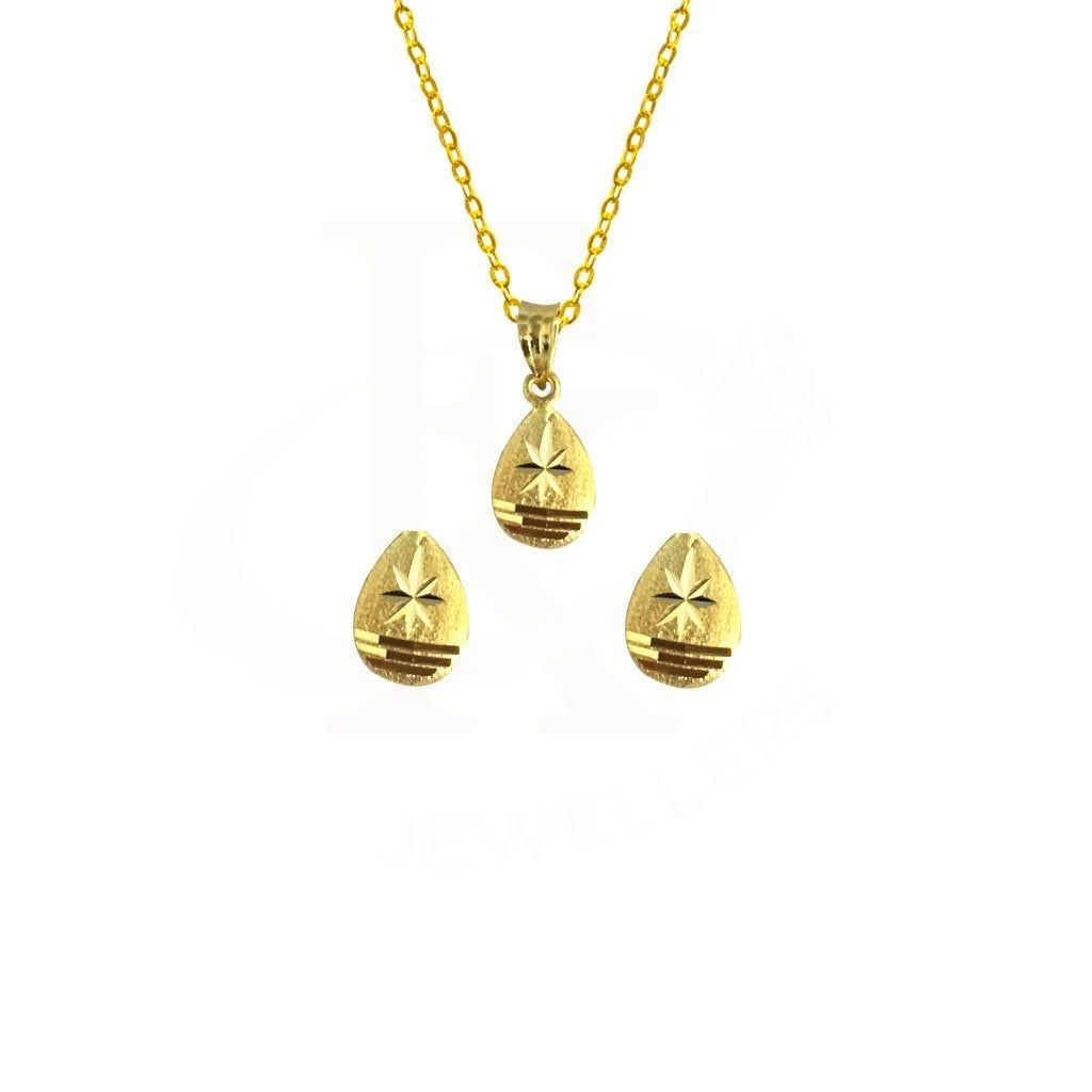 Gold Pear Pendant Set (Necklace And Earrings) 18Kt - Fkjnklst1908 Sets