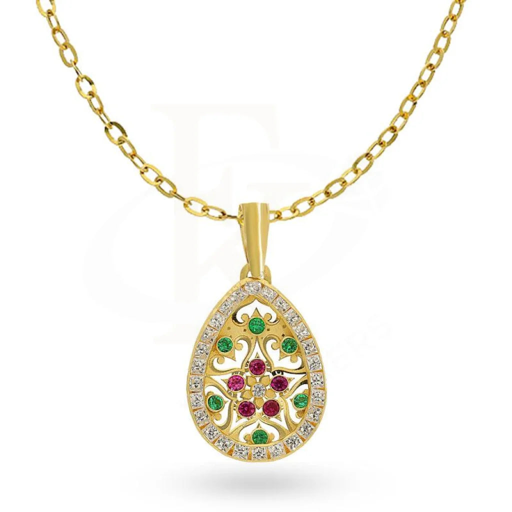 Gold Pear Shaped Flower Necklace 18Kt - Fkjnkl1984 Necklaces