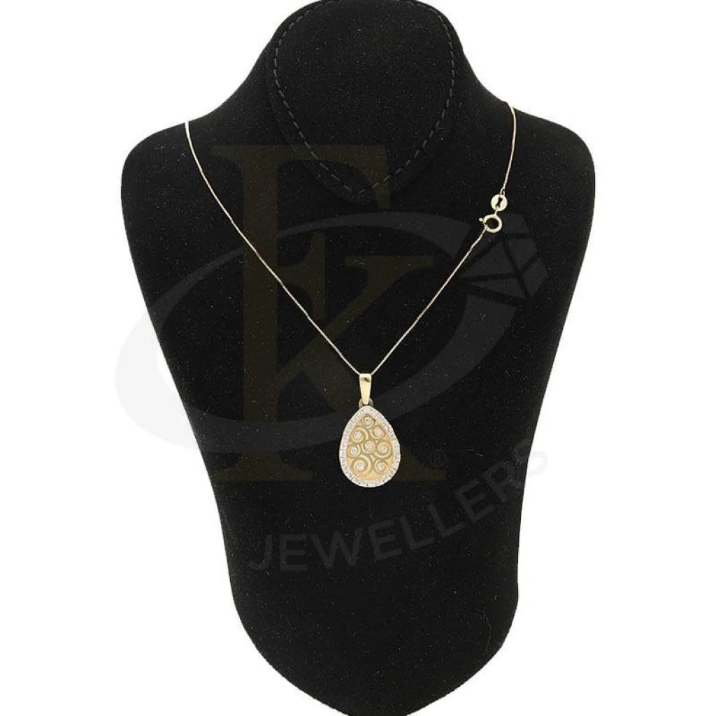 Gold Pear Shaped Flower Necklace 18Kt - Fkjnkl1984 Necklaces