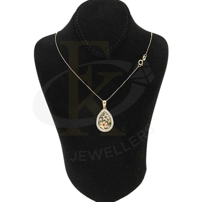 Gold Pear Shaped Flower Necklace 18Kt - Fkjnkl1984 Type 10 Necklaces