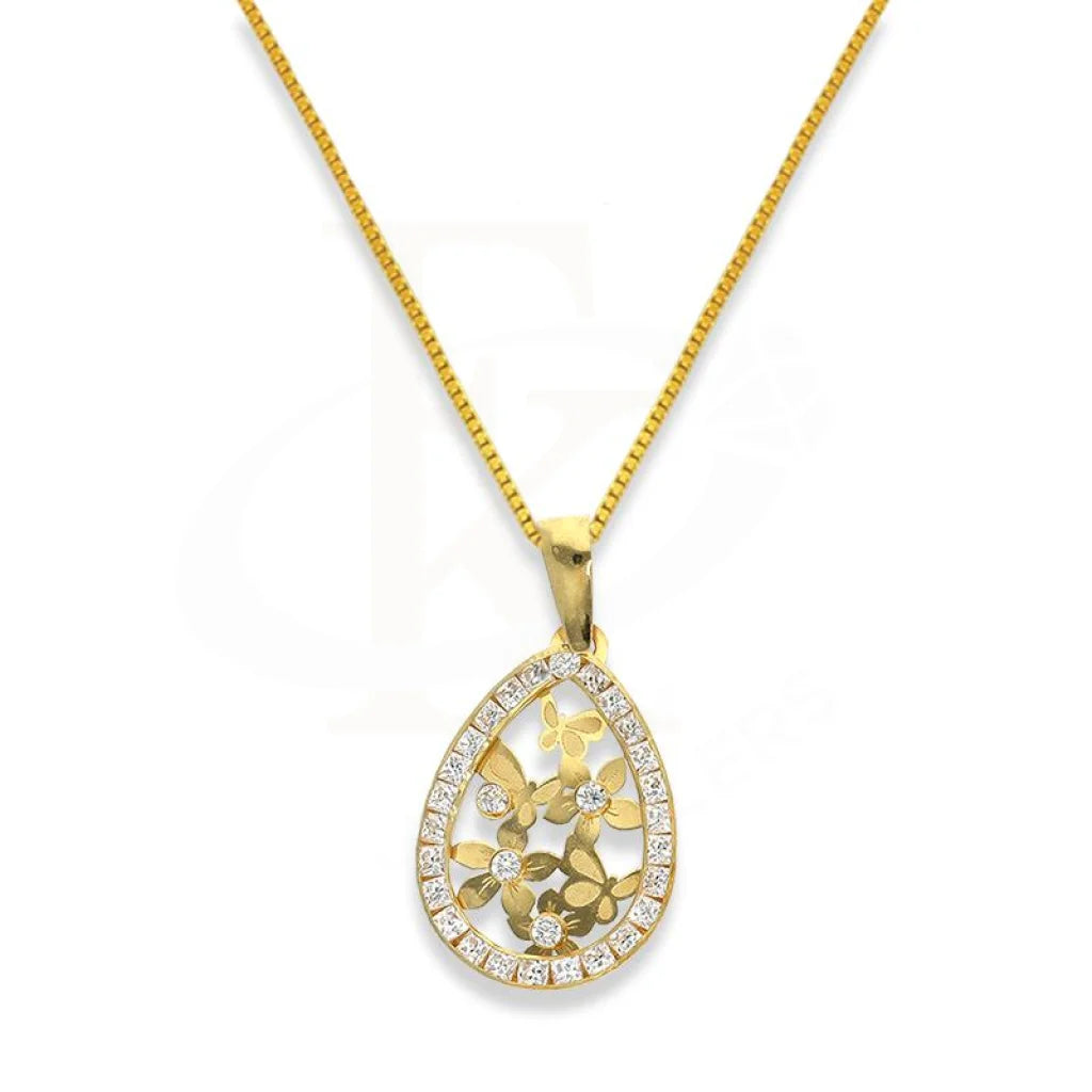 Gold Pear Shaped Flower Necklace 18Kt - Fkjnkl1984 Type 11 Necklaces