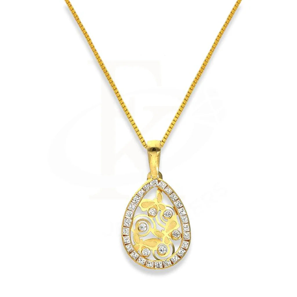 Gold Pear Shaped Flower Necklace 18Kt - Fkjnkl1984 Type 13 Necklaces