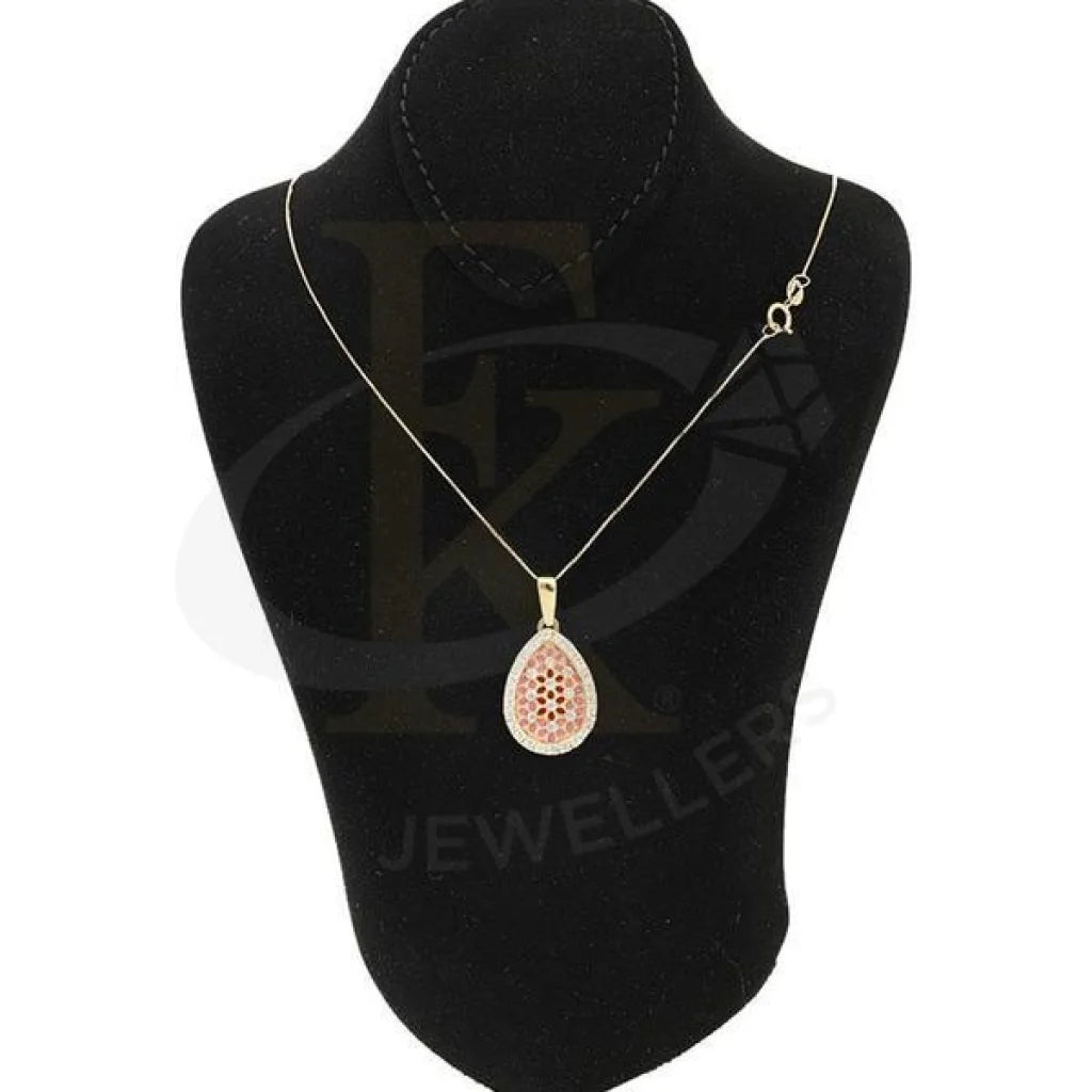 Gold Pear Shaped Flower Necklace 18Kt - Fkjnkl1984 Type 14 Necklaces