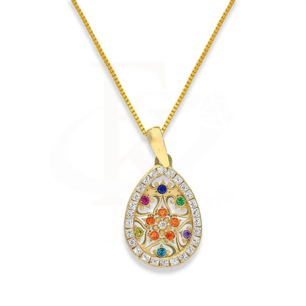 Gold Pear Shaped Flower Necklace 18Kt - Fkjnkl1984 Type 3 Necklaces