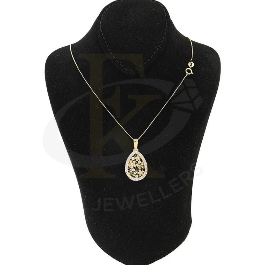 Gold Pear Shaped Flower Necklace 18Kt - Fkjnkl1984 Type 5 Necklaces