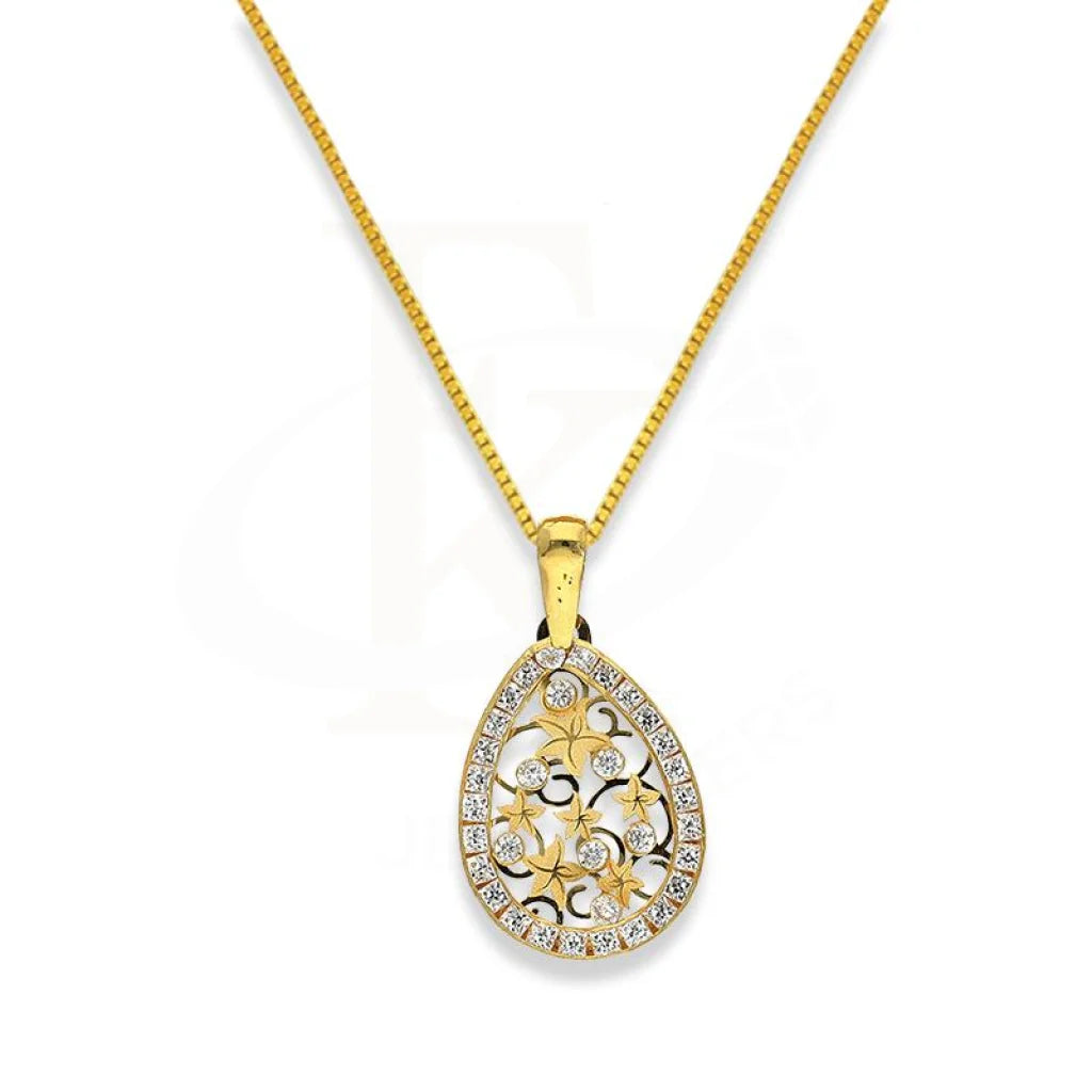 Gold Pear Shaped Flower Necklace 18Kt - Fkjnkl1984 Type 7 Necklaces