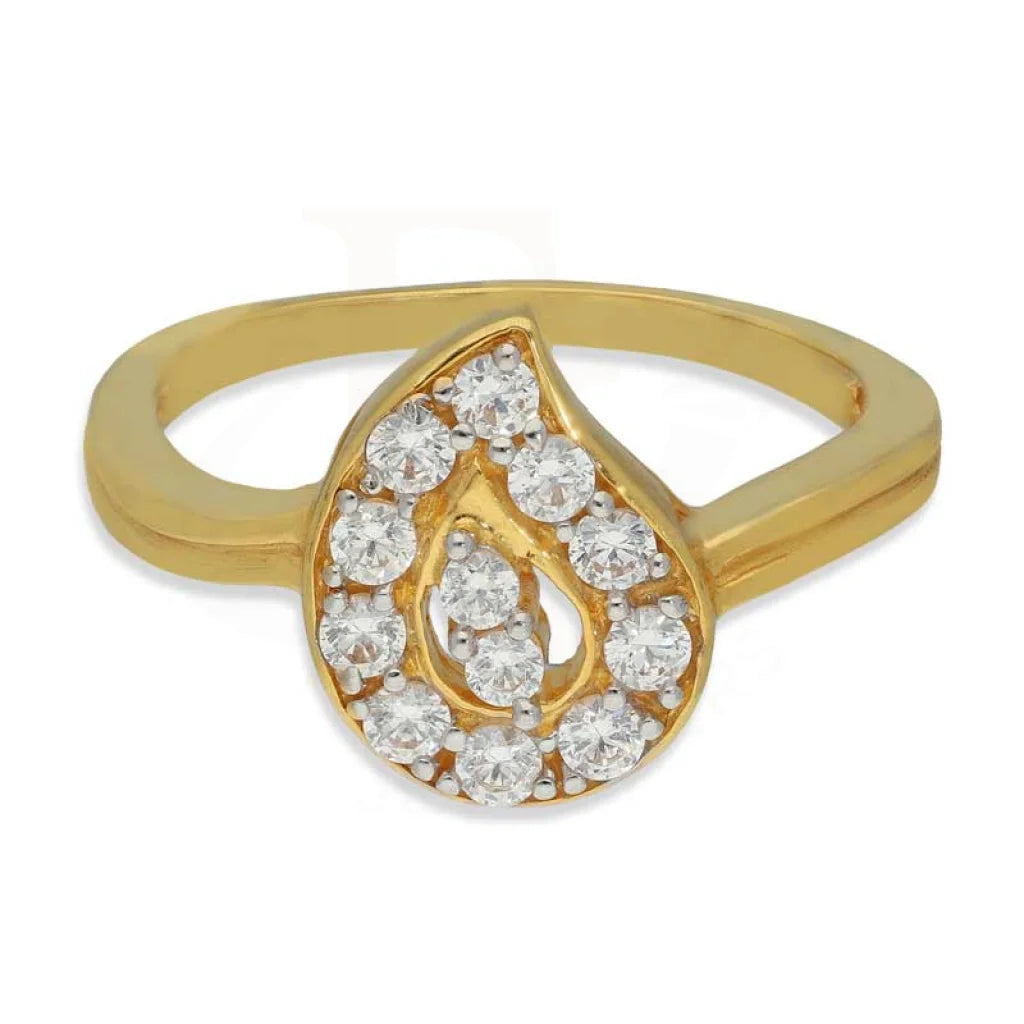 Gold Pear Shaped Ring 22Kt - Fkjrn22K3159 Rings