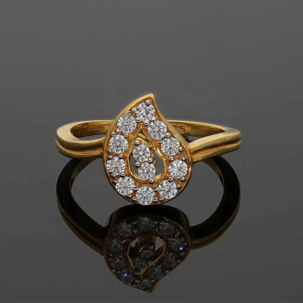 Gold Pear Shaped Ring 22Kt - Fkjrn22K3159 Rings