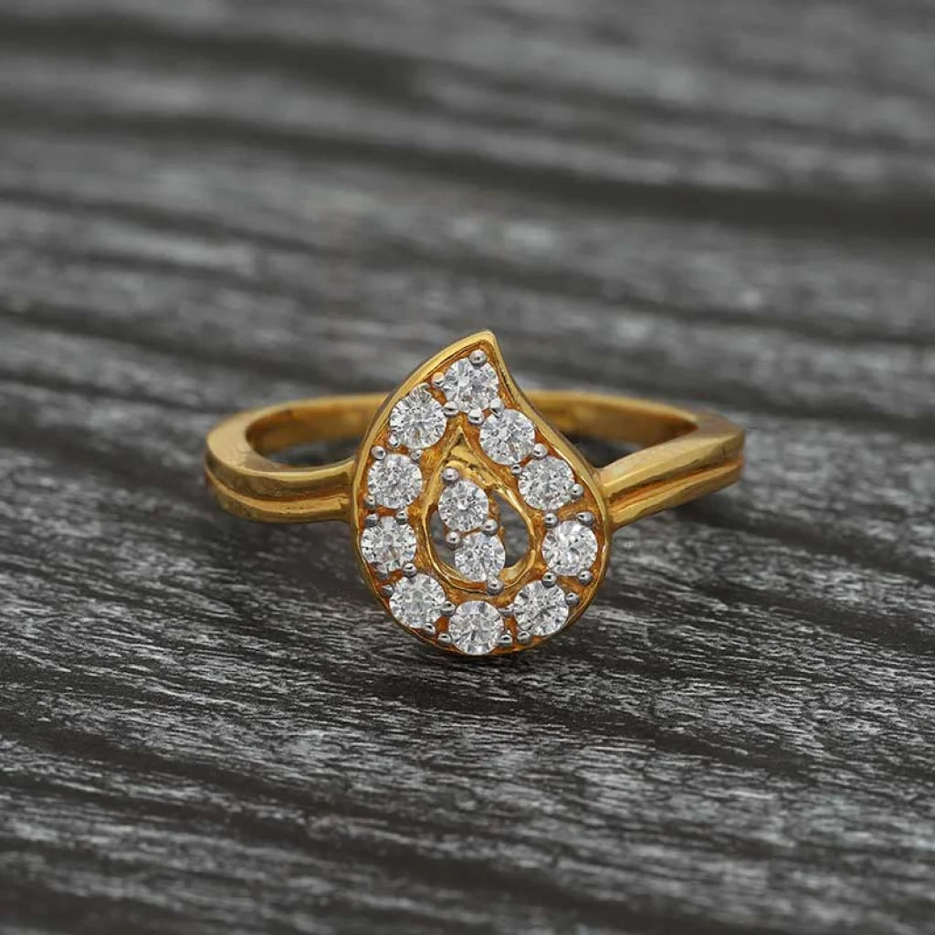 Gold Pear Shaped Ring 22Kt - Fkjrn22K3159 Rings