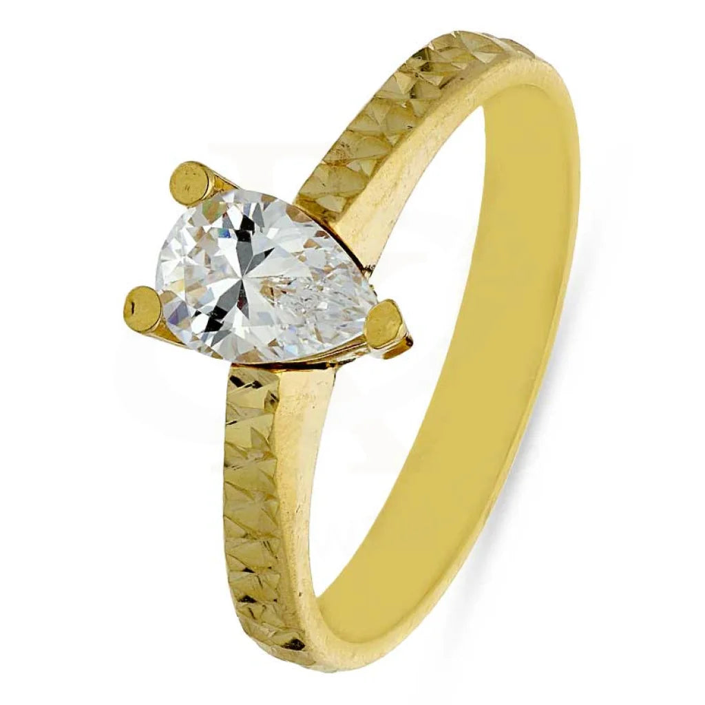 Gold Pear Solitaire Ring 18Kt - Fkjrn18K2878 Rings