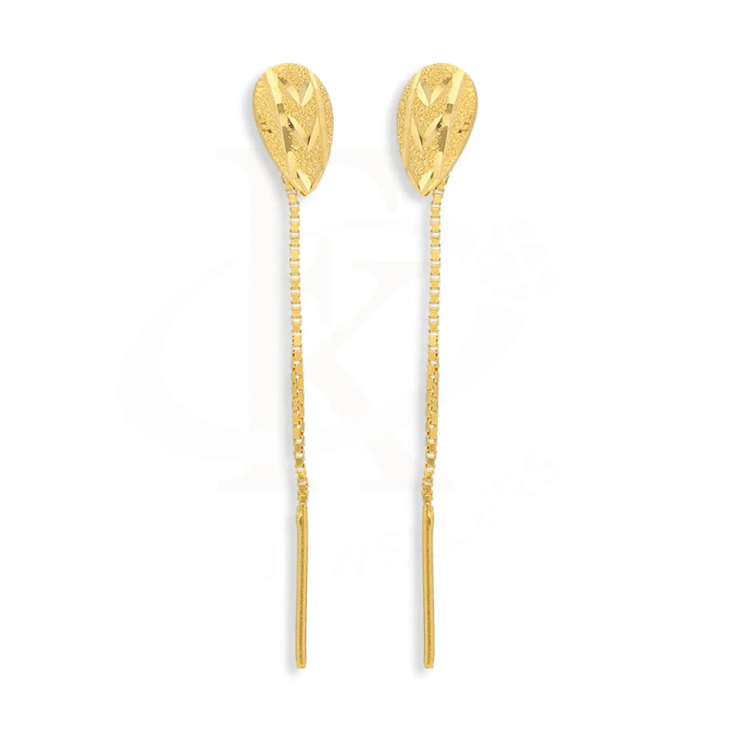 Gold Pear Tic-Tac Drop Earrings 22Kt - Fkjern22K5077