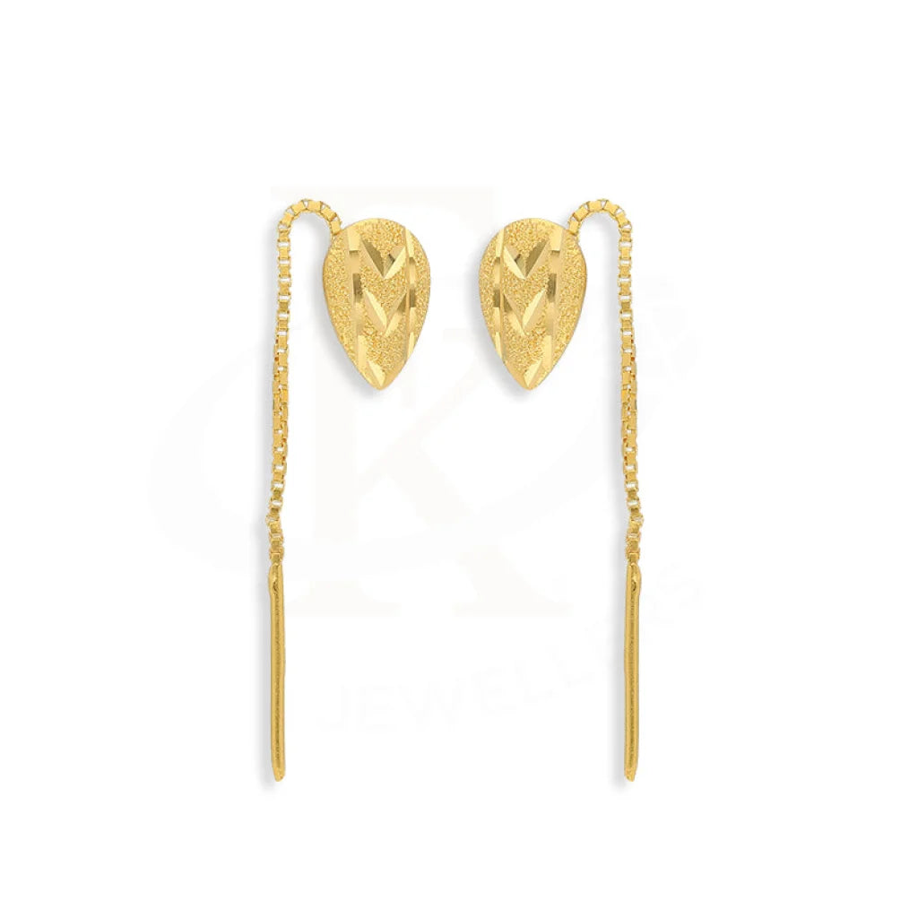 Gold Pear Tic-Tac Drop Earrings 22Kt - Fkjern22K5077