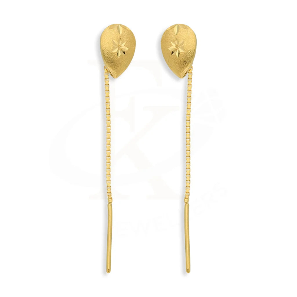 Gold Pear Tic-Tac Drop Earrings 22Kt - Fkjern22K5083