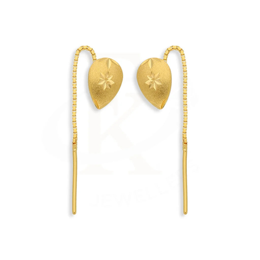 Gold Pear Tic-Tac Drop Earrings 22Kt - Fkjern22K5083