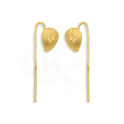 Gold Pear Tic-Tac Drop Earrings 22Kt - Fkjern22K5083