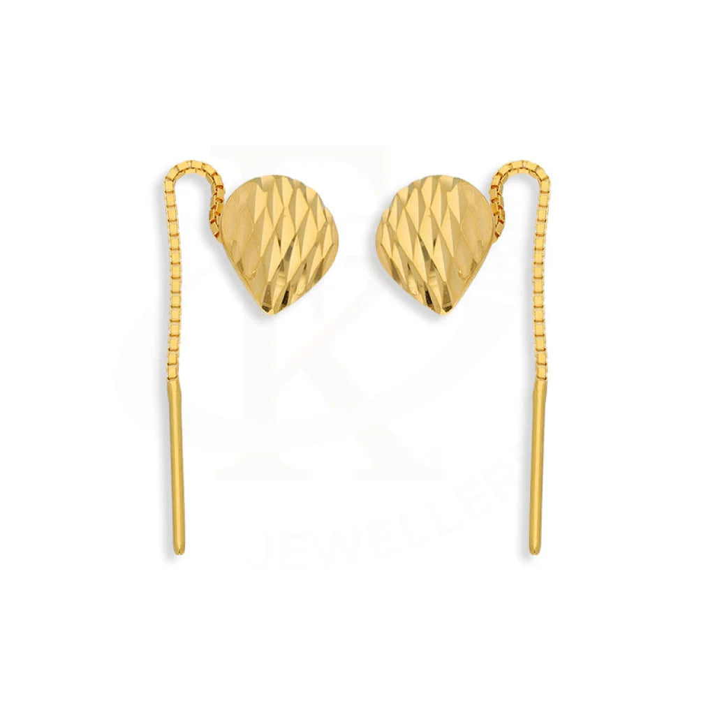 Gold Pear Tic-Tac Drop Earrings 22Kt - Fkjern22K5091
