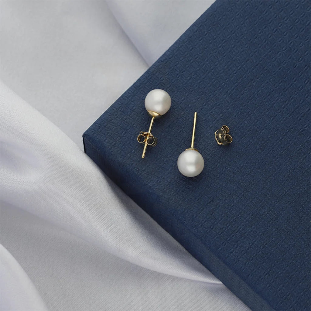 Gold Pearl Earrings 18Kt - Fkjern18K5218