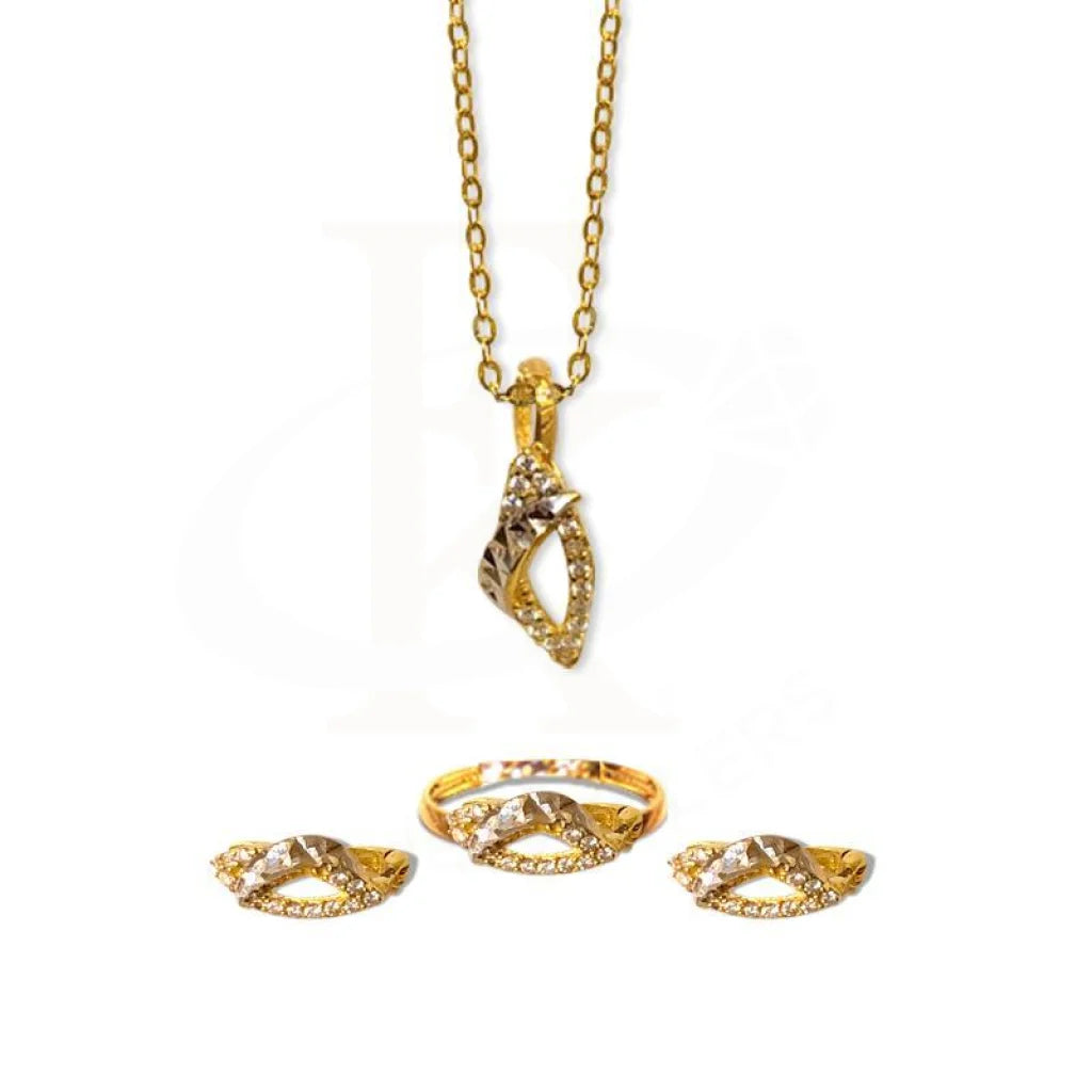 Gold Pendant Set (Necklace Earrings And Ring) 18Kt - Fkjnklst1735 Sets