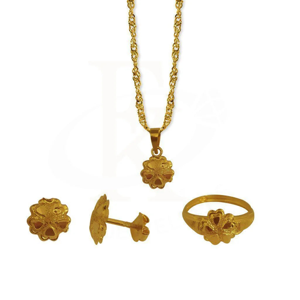 Gold Pendant Set (Necklace Earrings And Ring) 18Kt - Fkjnklst1871 Sets