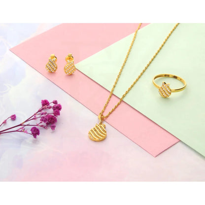 Gold Pendant Set (Necklace Earrings And Ring) 18Kt - Fkjnklst18K2448 Sets