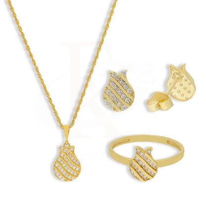 Gold Pendant Set (Necklace Earrings And Ring) 18Kt - Fkjnklst18K6167 Sets